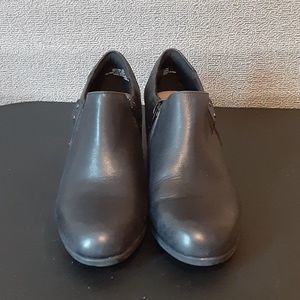 Easy Spirit Chunky Heel Ankle Boot Women 9 Wide Black Leather Esbarral Stud 2417